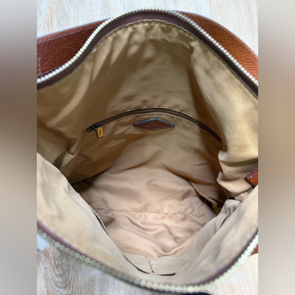 Fossil Amelia Brown Leather Shoulder Boho Crossbody Bag - Picture 11 of 12